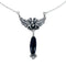 Native American Navajo Onyx Sterling Silver Leaf Chain Necklace AX127533